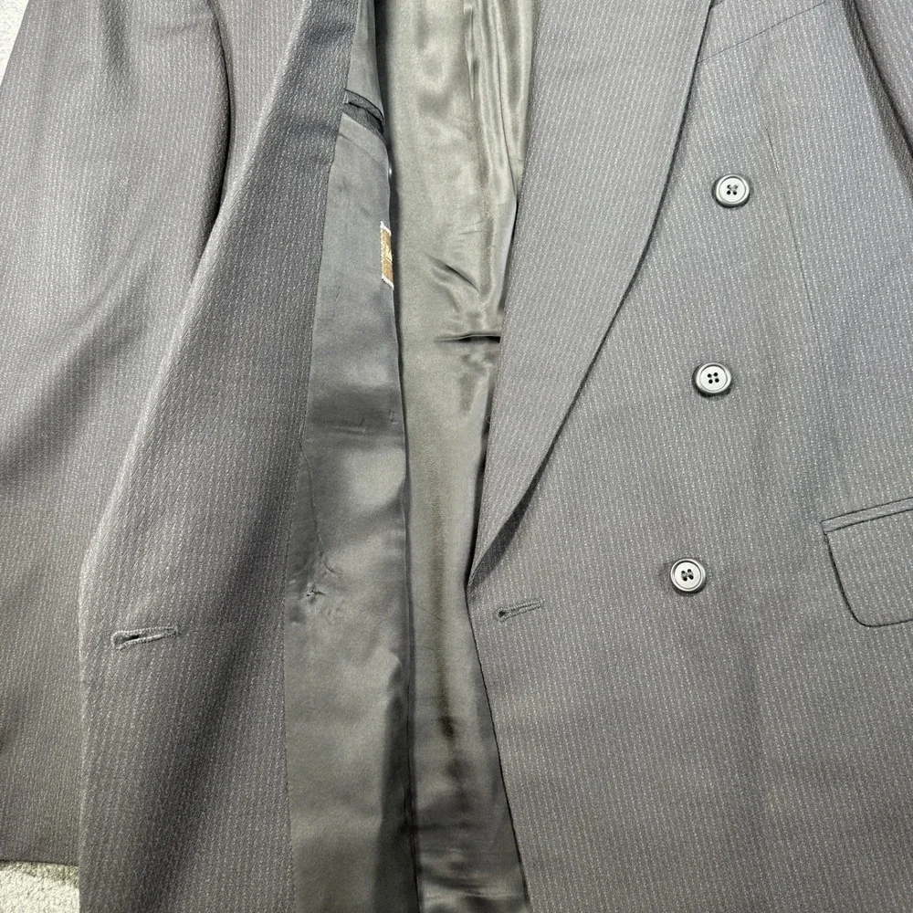 Roberto Villini Double Breasted Blazer Men 44R Black Pinstripe Cecchi Paolo Wool